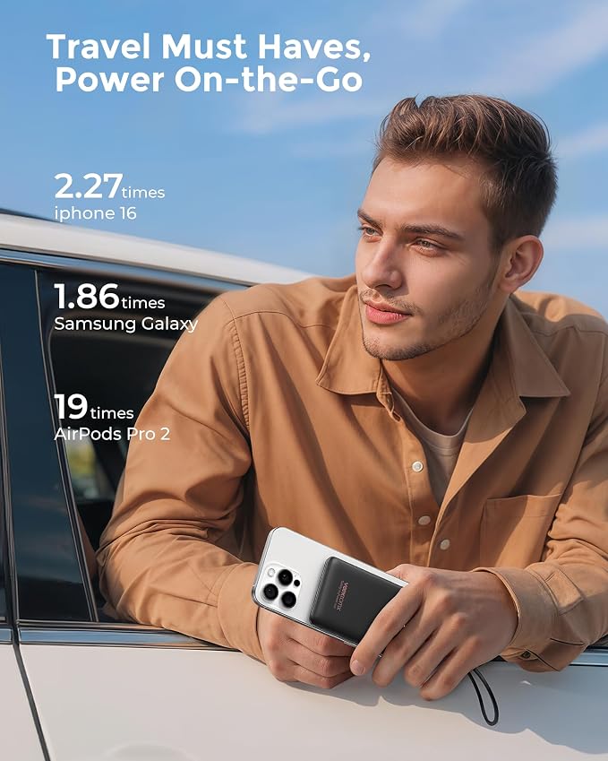 VEEKTOMX Mini Portable Charger 10000mAh, 22.5W Fast-Charging Portable Power
