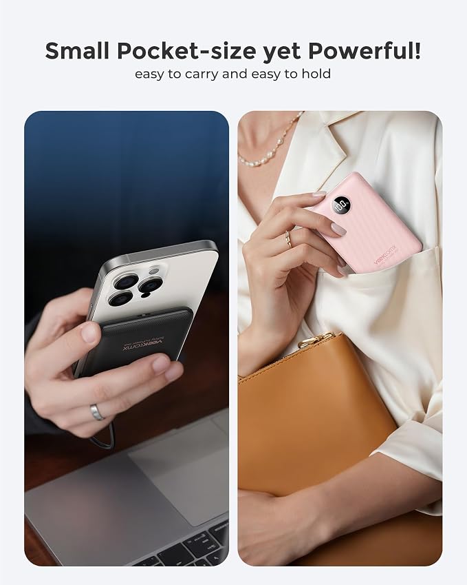 VEEKTOMX Mini Portable Charger 10000mAh, 22.5W Fast-Charging Portable Power