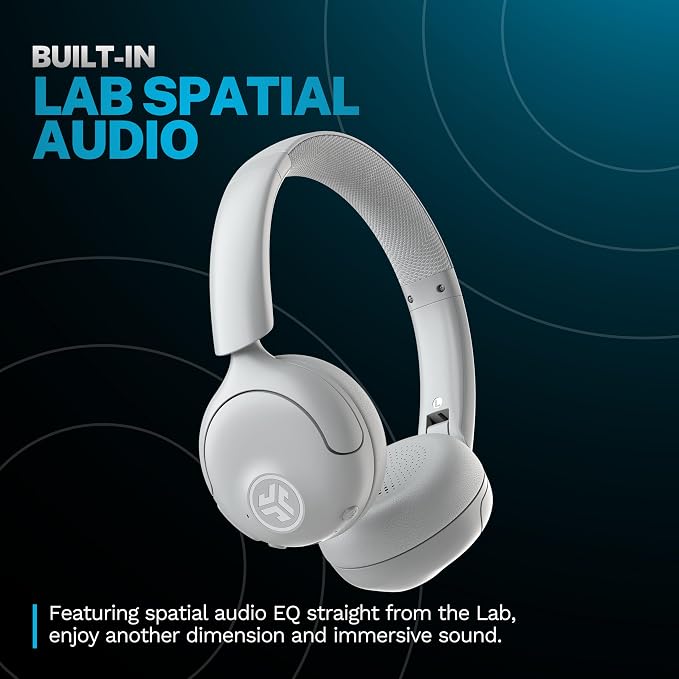 JLab Go Lux ANC Wireless Headphones, Cloud White, Hybrid Active Noise Cancelling