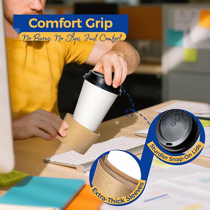 Fit Meal Prep 100 Pack 12 oz Disposable Coffee Cups