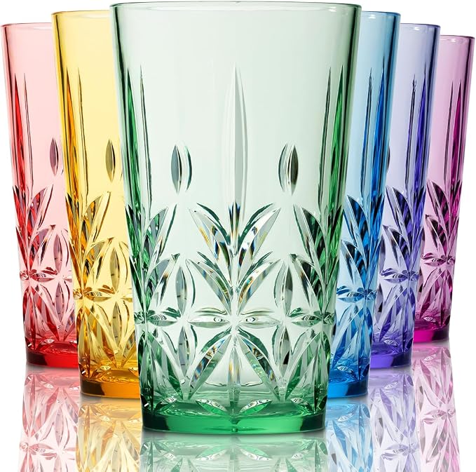 Bravario Royal Plastic Drinking Tumbler, Dishwasher-Safe BPA-Free Durable Mixed