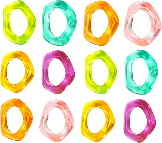 Epoxy Resin Spring Napkin Rings, 2.5x2.5x0.5 in. each, floral pastel design