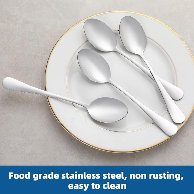 8 Pcs Teaspoons Set, Food-Grade Stainless Steel Spoons Silverware, Cutlery Tea