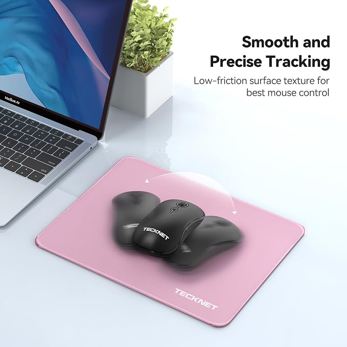 TECKNET Mouse Pad with Anti-fray Stitchin, Waterproof Surface & Non-Slip Rubber