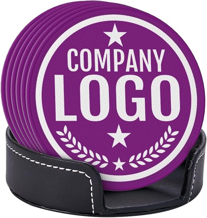 Custom Leather Coasters with Logo