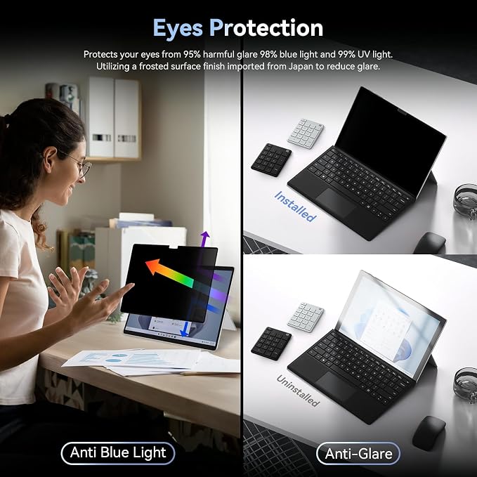 Privacy Filter Compatible with Microsoft Surface Pro 10 / 9 / 8 / X, Easy