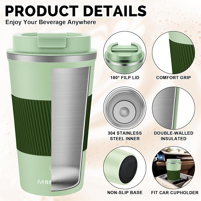 MOMSIV 17oz Travel Coffee Mug, Insulated Coffee Cup