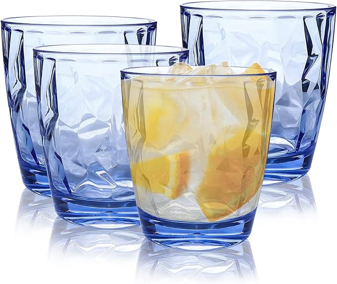 Topsky 10 oz Plastic Water Tumblers | Set of 4 Transparent Unbreakable Drinking