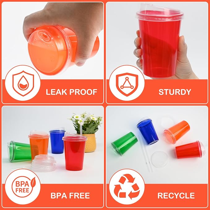 L LIKED 40 Pack 12oz Kids Cups, Spill Proof Party Cups