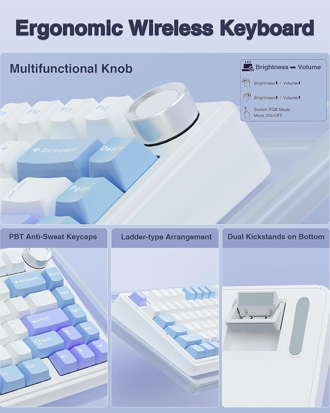 AULA F75 75% Wireless Mechanical Keyboard, Hot Swappable Creamy Keyboard