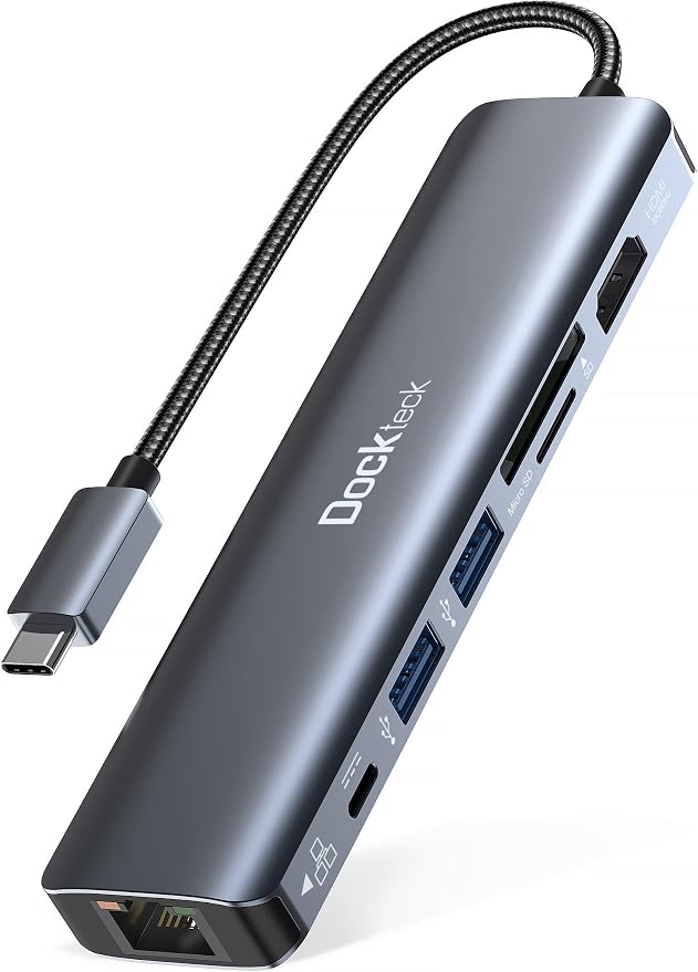 dockteck 7-in-1 USB C Hub with 4K 60Hz HDMI, 1Gbps Ethernet, 100W Power Delivery
