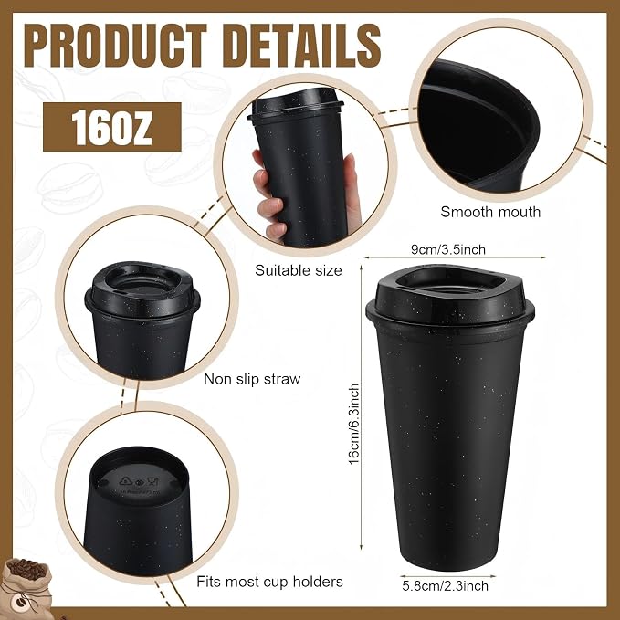 Honeydak 45 Pack 16 oz Reusable Coffee Cups