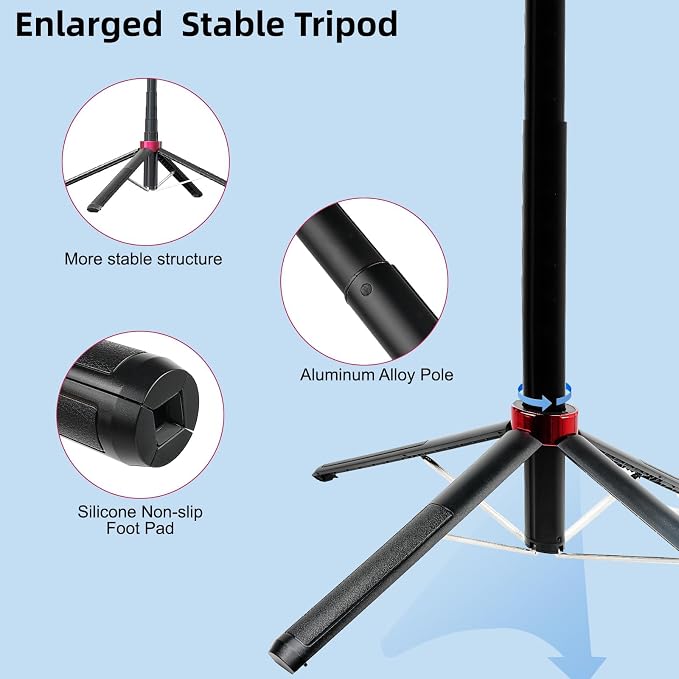 WOVTE 71" Selfie Stick with 2 Lights, Extendable Stand