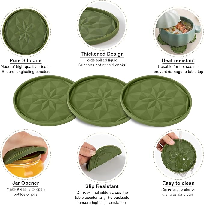 OIAHOMY 8 Pcs Coasters with Holder