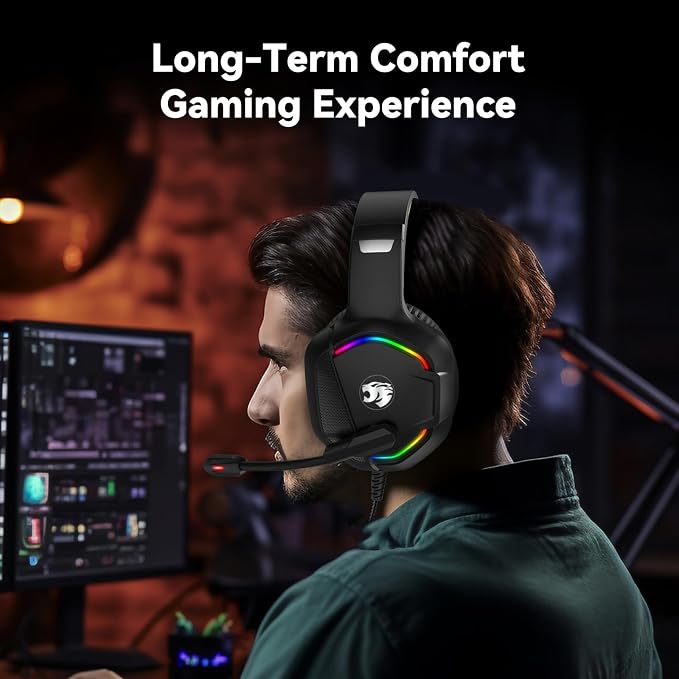 Gaming Headset with Microphone for Pc, Xbox One Series X/s, Stereo Wired Noise