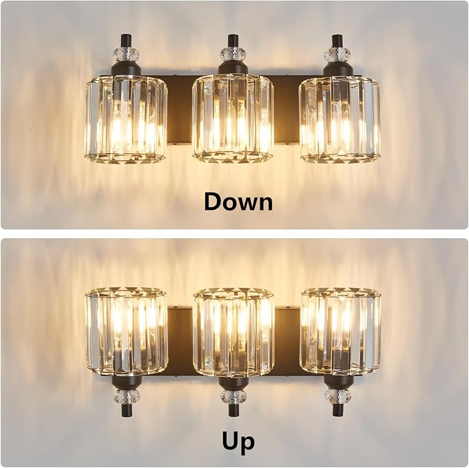 3-Light Black Bathroom Light Fixtures Over Mirror Modern Vanity Lights