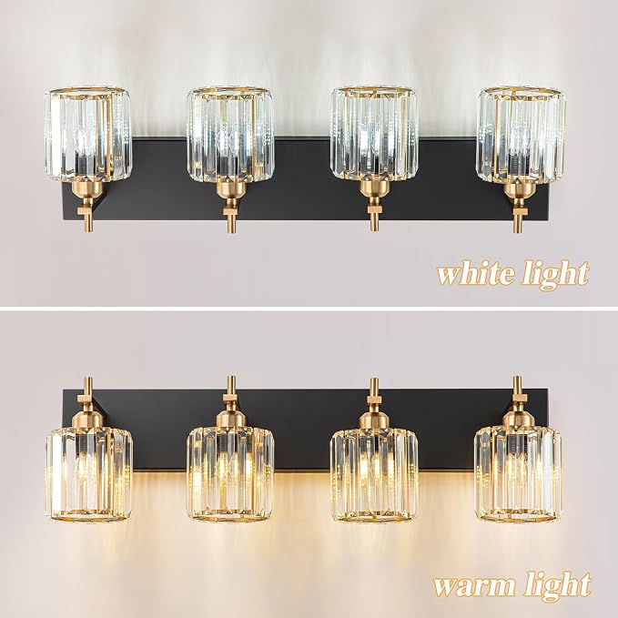 Black Gold Crystal Bathroom Vanity Light