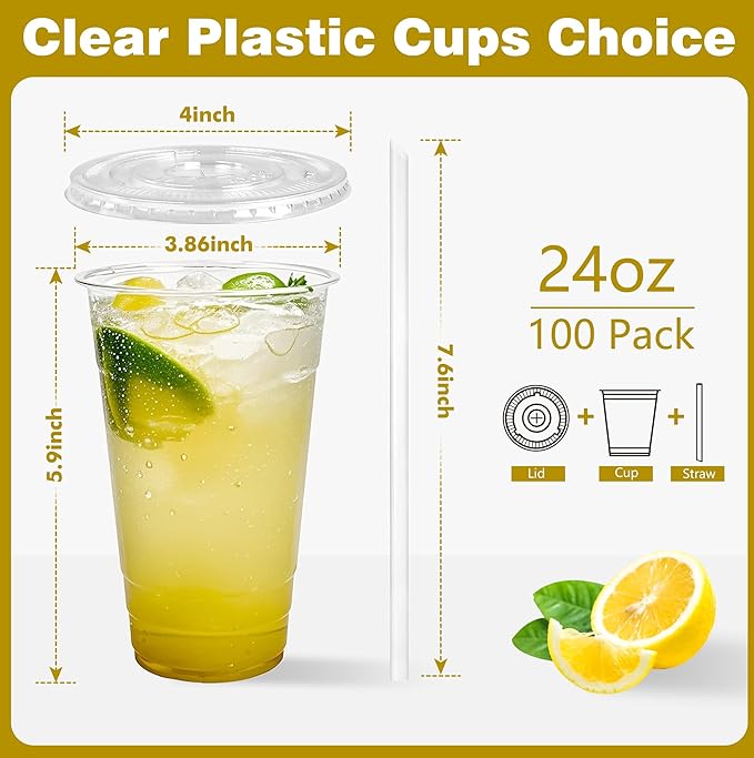 Charmount 24 oz Clear Plastic Cups