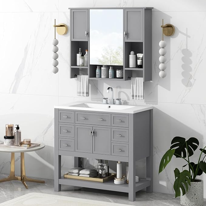 Bathroom Medicine Cabinet, Wall Mounted Bathroom Storage Cabinet