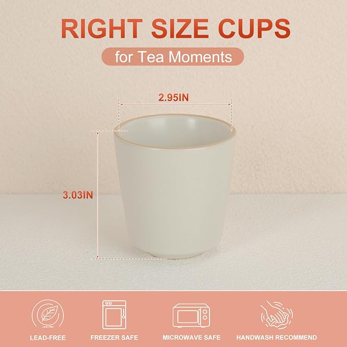 6.7 Ounce Janpanese Tea Cup Set of 4, Handle-less Espresso Cups Set