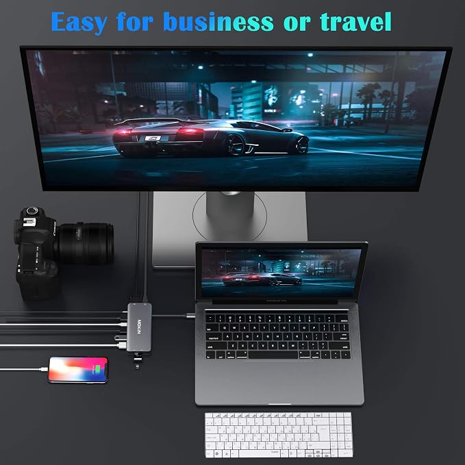 USB C Hub Multiport Adapter - 10 in 1 Portable Dongle