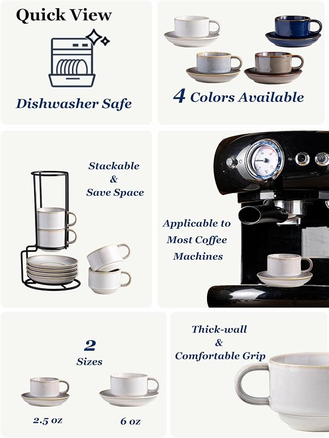 Gomakren 2.5 Ounce Espresso Cups Set of 4