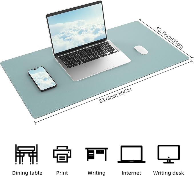 AFIING Dual-Sided Desk Pad, Natural Cork & PU Leather Large Mouse mats