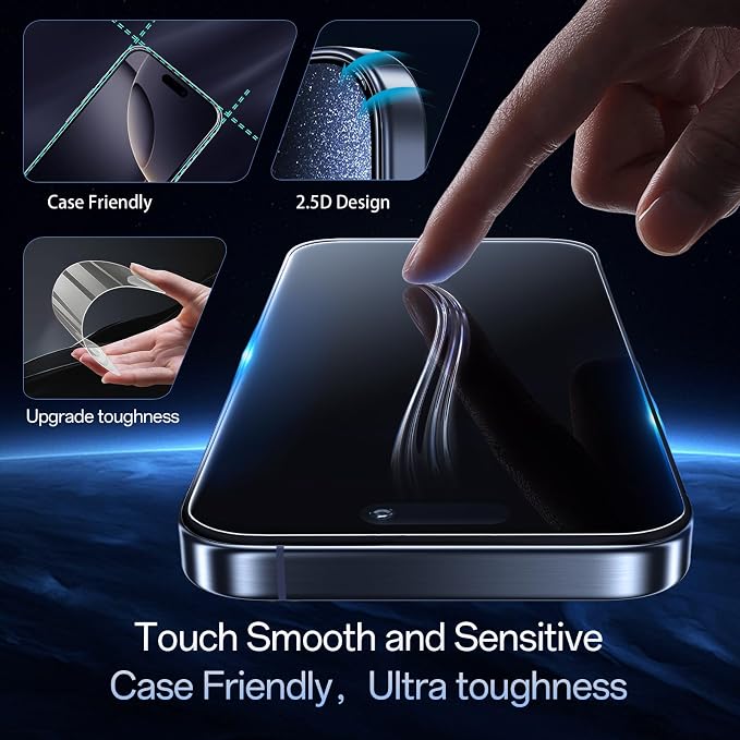 Screen Protector for iPhone 16 Pro Max, 3RD Colorless Anti-Blue Light Tempered