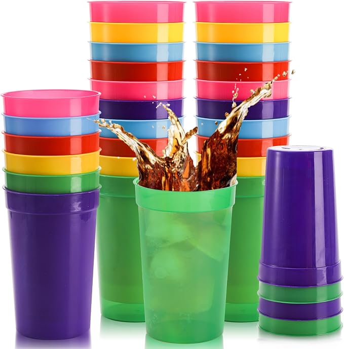 Fasmov 30 Pack 16 oz. Plastic Cups Plastic Tumblers Blank Reusable Drink