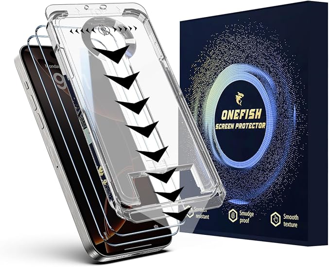 OneFish Screen Protector for Iphone 16 Pro Max, HD Clarity Tempered Glass Film