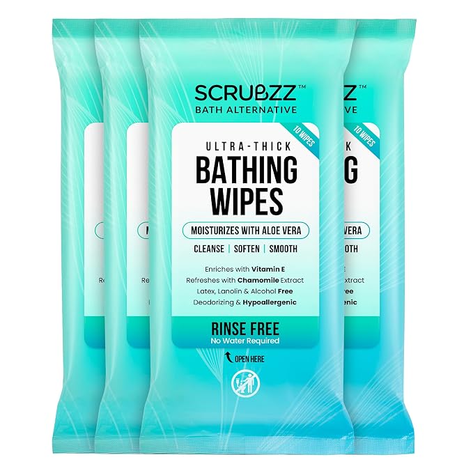 Extra Large Bath Wipes for Adults No Rinse