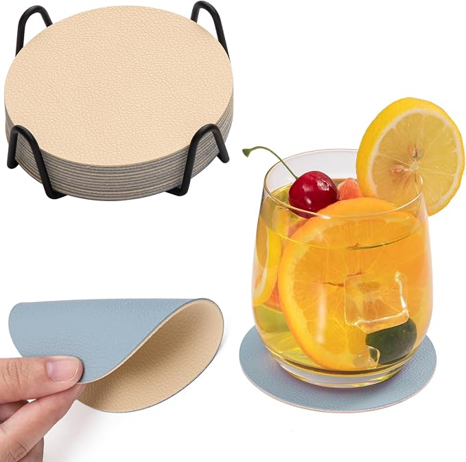 Faux Leather Drink Coasters
