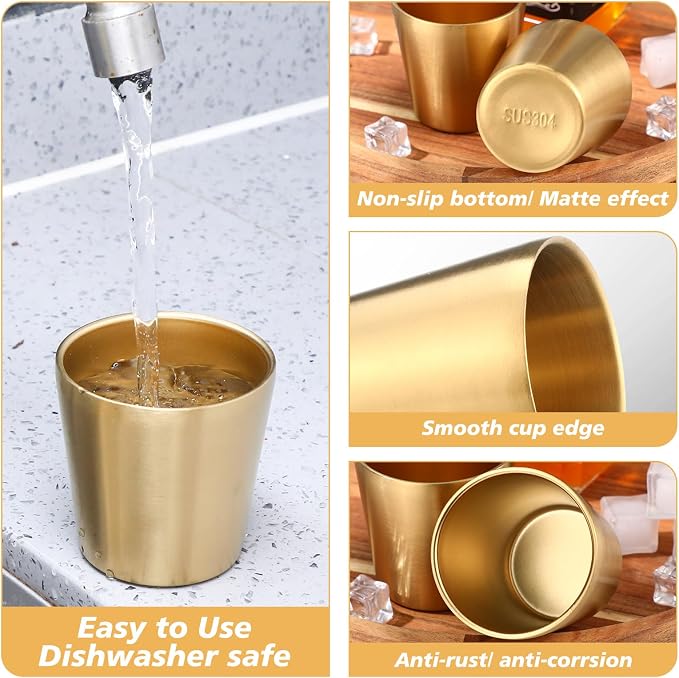 Amyhill 12 Pieces Stainless Steel Cups Double Wall Tumbler Glasses Stackable