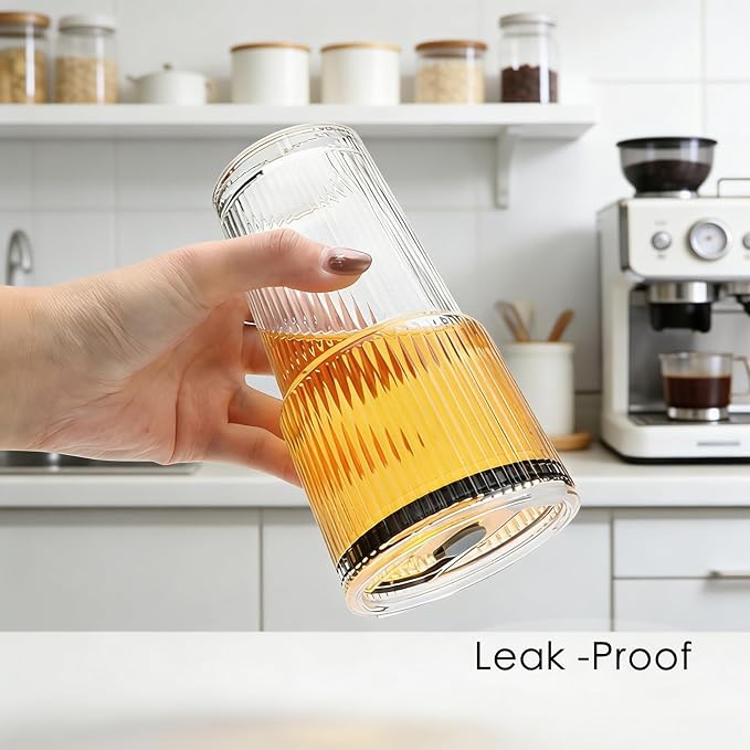 Accguan 18oz Ribbed Glass Tumbler