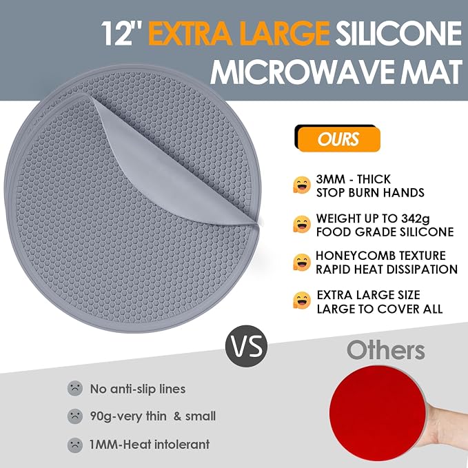 12 Inch Multi-Purpose Silicone Mat, As Drying Mat, Microwave Mat, Pot Holder