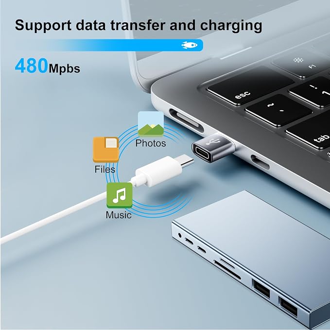 USB to USBC Adapter 8 Pack, USB A to C Adapter, USBC Female to USBA Male OTG