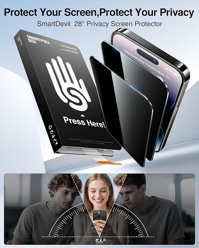 SMARTDEVIL 2 Pack for iPhone 14 Pro Max Privacy Screen Protector, Military