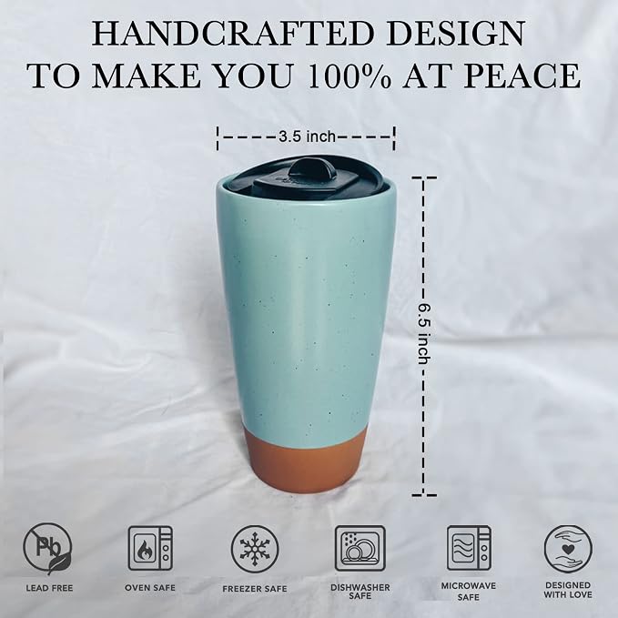 Mora Double Wall Ceramic Coffee Travel Mug