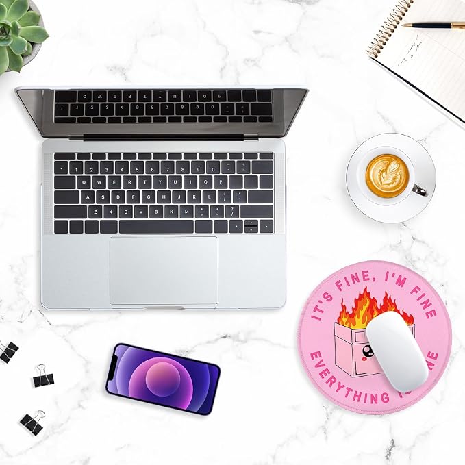 ITNRSIIET Round Mouse Pad with Stitched Edge Premium-Textured Waterproof