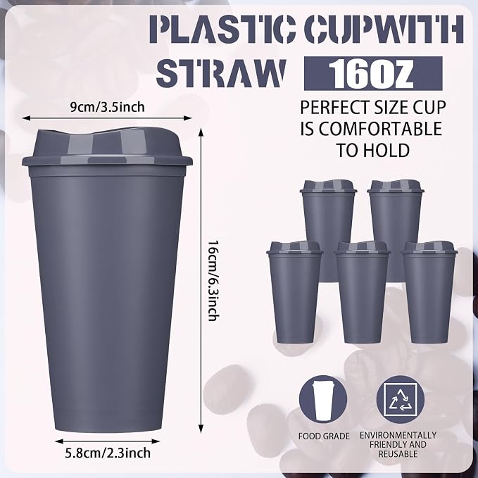 Domensi 15 Pack Reusable Plastic Coffee Cups