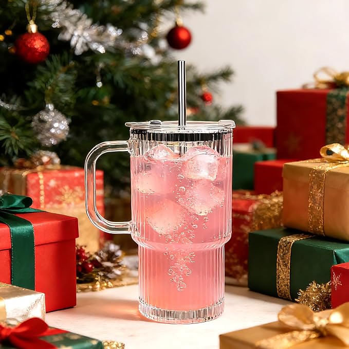 Accguan 6Pack 20oz Ribbed Glass Tumbler