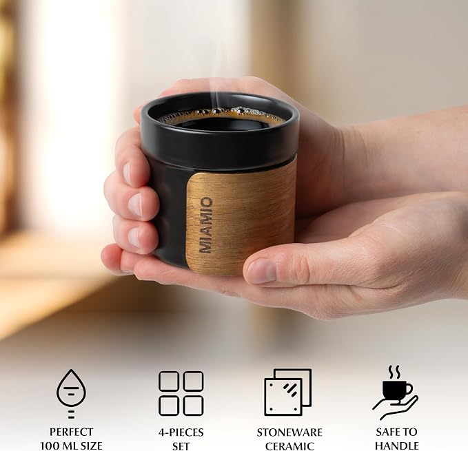 MIAMIO – Espresso Cups Set of 4 Japanese Tea Cups Ceramic/Handleless Mug