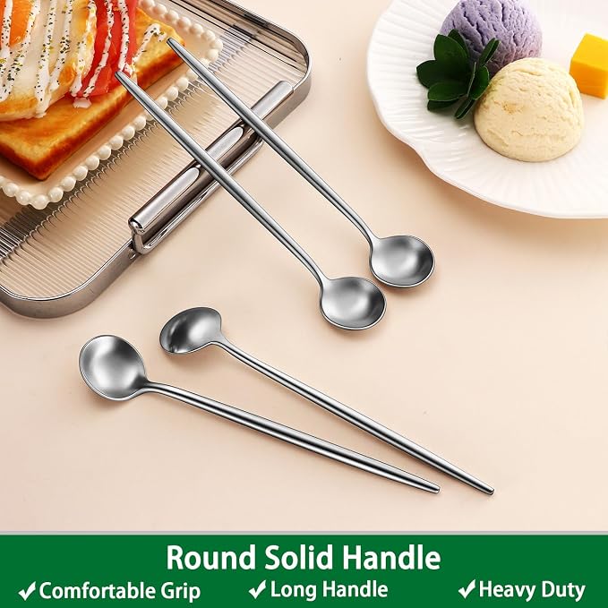DEHOV 7.95 Inches SS18/10 Long Handle Iced Tea Spoons, Ice Cream, Iced