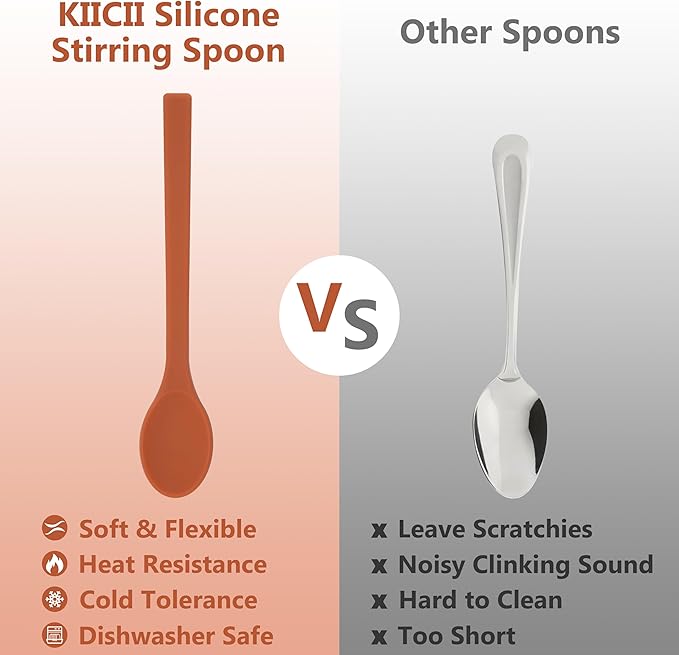 4PCs Silicone Stirring Spoons for Coffee Tea | 6.85-Inch Coffee&Espresso