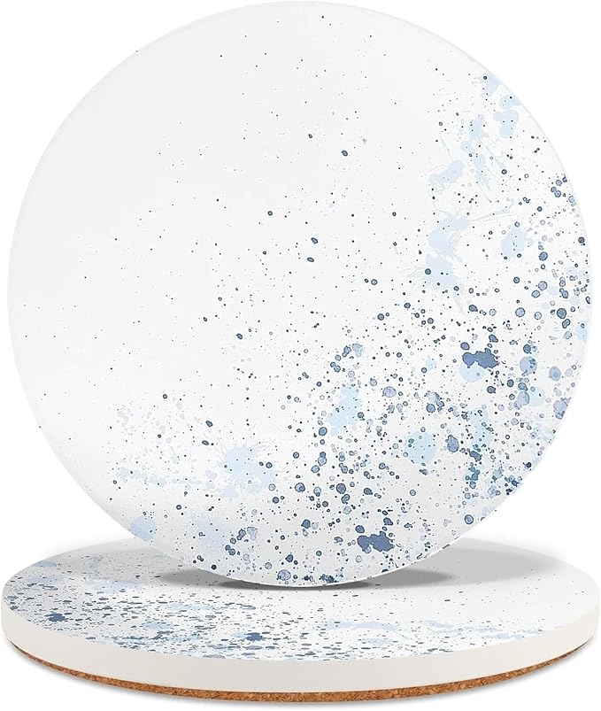 Drink Stone Coasters Set of 2 -Round Marble Style Desk Coasters