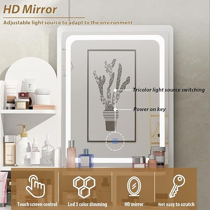 Vanity Set with Rectangular Mirror