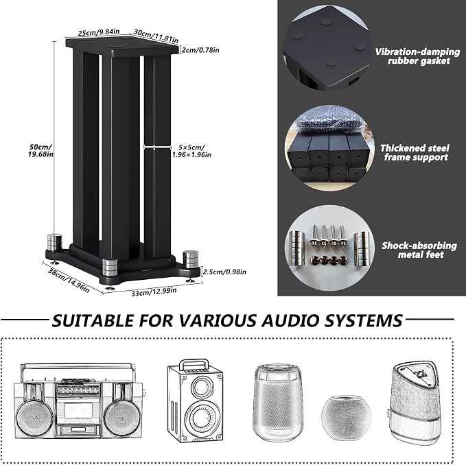 A Pair of Speaker Stands, Bookshelf Speaker Stand Steel Frame Support