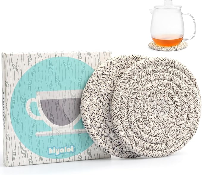 Large 4.8" Cotton Coasters for Drinks Set of 2