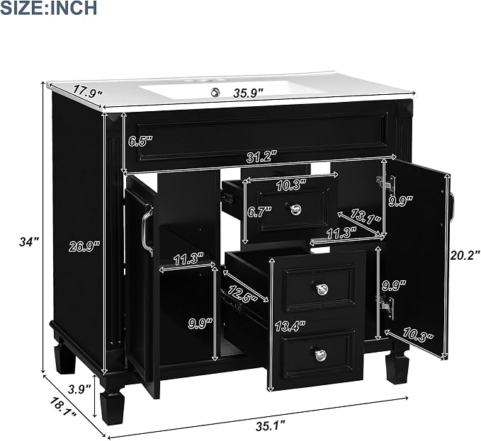 36" Bathroom Vanity with Sink