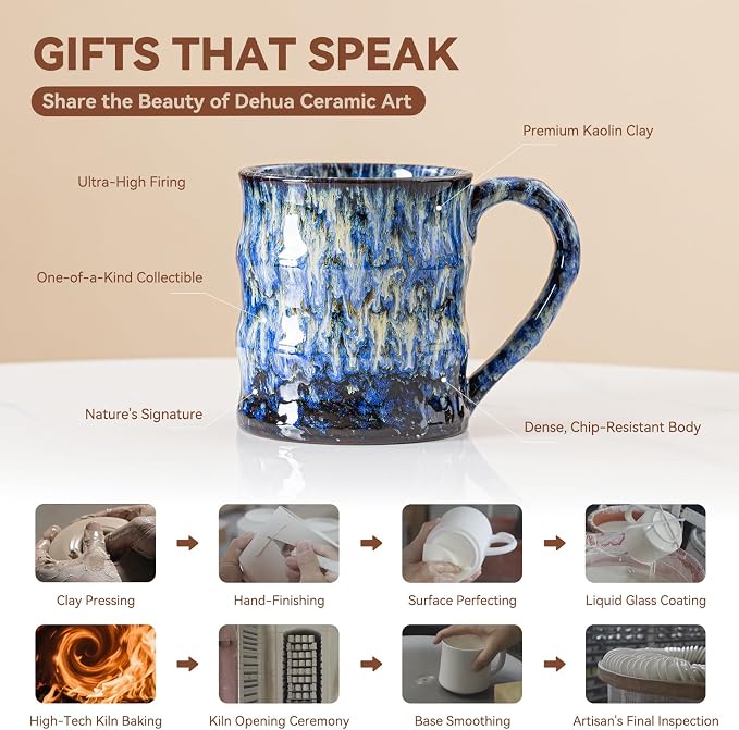 Unique Reactive Glaze Ceramic Coffee Mug - 15 oz Large Coffee Cup